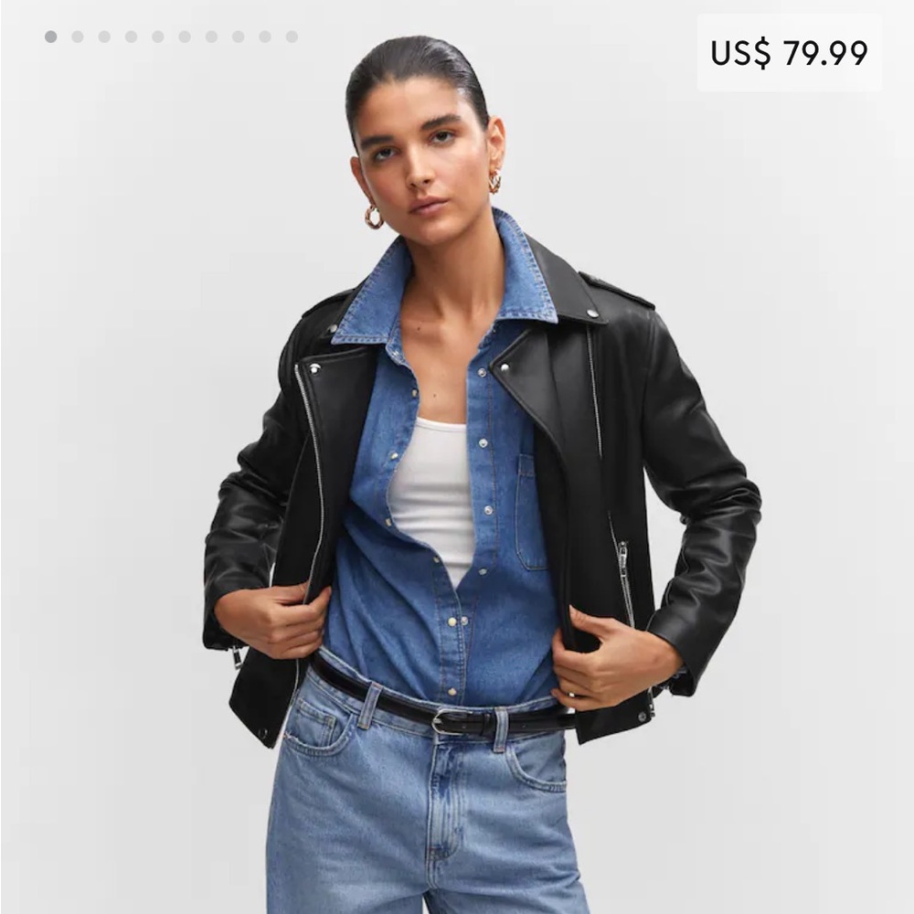 Mango Moto Faux Leather Jacket - Size Small